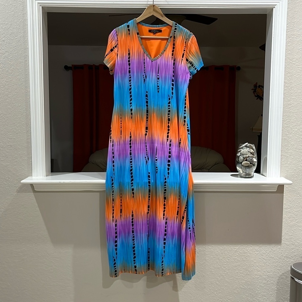 Calessa Women’s Tie Dye Colorful Maxi Dress Size M
